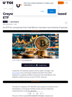 Grayscale Rolls Out New Bitcoin-Based ETF