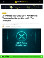 XRP at Risk of 20% Drop as 94% of Holders Are in Profit