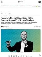 Senators Reveal Bipartisan Bill to Outlaw Sports Prediction Markets - Decrypt