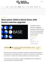 Base plans 200ms block times with Denim mainnet upgrade