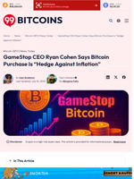 GameStop CEO Ryan Cohen Says Bitcoin Purchase Is 