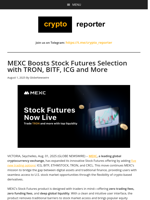 MEXC Boosts Stock Futures Selection with TRON, BITF, ICG and More