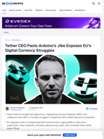 Tether’s Ardoino Taunts Digital Euro Amid EU Chaos