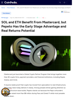 SOL and ETH Benefit From Mastercard, but Pepeto Has the Early Stage Advantage and Real Returns Potential