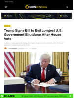 Trump Signs Bill to End Longest U.S. Government Shutdown