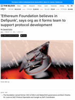 'Ethereum Foundation believes in Defipunk', says org as it forms team to support protocol development | The Block