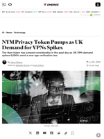 NYM Privacy Token Pumps as UK Demand for VPNs Spikes - Decrypt