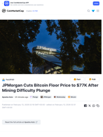 JPMorgan Cuts Bitcoin Floor Price to $77K After Mining Difficulty Plunge | Headlines | News | CoinMarketCap