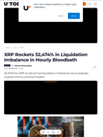 XRP Rockets 32,474% in Liquidation Imbalance in Hourly Bloodbath - U.Today