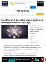 Elon Musk's X to enable crypto and stock trading with Smart Cashtags