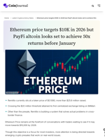 Ethereum price targets $10K in 2026 but PayFi altcoin looks set to achieve 50x returns before January - CoinJournal