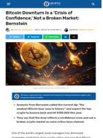 Bitcoin Downturn Is a ‘Crisis of Confidence,’: Bernstein