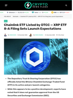 Chainlink ETF Listed by DTCC — XRP ETF 8-A Filing Sets Launch Expectations