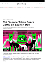 Yei Finance Token Soars 250% on Launch Day - 