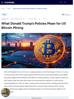 What Donald Trump’s Policies Mean for US Bitcoin Mining