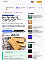 Gold Overtakes US Treasuries as Top Reserve Asset: ECB Data