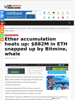 Ether accumulation heats up: $882M in ETH snapped up by Bitmine, whale - The Crypto News Wire