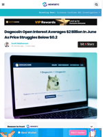 Dogecoin Open Interest Averages $2 Billion In June As Price Struggles Below $0.2