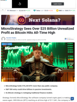MicroStrategy Sees Over $25 Billion Unrealized Profit as Bitcoin Hits All-Time High
