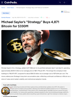 Michael Saylor’s Strategy Buys 4,871 Bitcoin for $330M