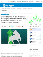 2026 Stands To Be A Game Changing Year for Ether, XRP, Cardano, Solana, DOGE, SHIB, Expert Reveals ⋆ ZyCrypto