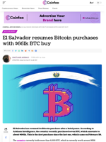 El Salvador resumes Bitcoin purchases with $661k BTC buy - Coinfea