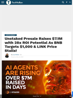 BNB Targets $1K, LINK Tests $16, Unstaked Surpasses $7M in Presale