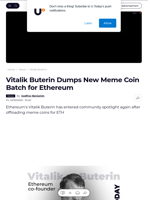 Vitalik Buterin Dumps New Meme Coin Batch for Ethereum - U.Today