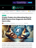 Crypto Traders Are Allocating More to RCO Finance Over Dogecoin and PEPE, Here’s Why - Crypto News Flash