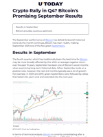 Crypto Rally in Q4? Bitcoin's Promising September Results - U.Today