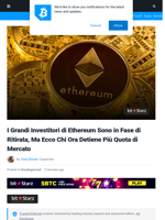 I Grandi Investitori di Ethereum Sono in Fase di Ritirata, Ma Ecco Chi Ora Detiene Più Quota di Mercato | Bitcoinist.com