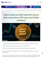 Solana holds near $220 amid 50% drop in daily transactions, ETF hopes fuel bullish sentiment - CoinJournal
