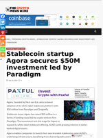 Stablecoin startup Agora secures $50M investment led by Paradigm - The Crypto News Wire