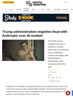 Trump administration reignites feud with Anthropic over AI models