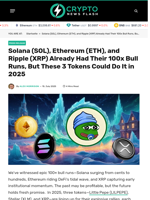 Solana (SOL), Ethereum (ETH), and Ripple (XRP) Already Had Their 100x Bull Runs, But These 3 Tokens Could Do It in 2025