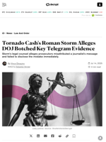 Tornado Cash's Roman Storm Alleges DOJ Botched Key Telegram Evidence - Decrypt