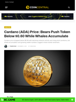 Cardano (ADA) Price: Bears Push Token Below $0.60 While Whales Accumulate - CoinCentral