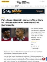 Paris Saint-Germain contacts West Ham for double transfer of Fernandes and Summerville