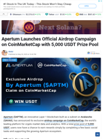 Apertum Launches Official Airdrop Campaign on CoinMarketCap with 5,000 USDT Prize Pool - TheNewsCrypto