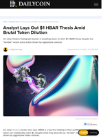 Analyst Lays Out $1 HBAR Thesis Amid Brutal Token Dilution - DailyCoin