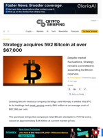 Strategy acquires 592 Bitcoin at over $67,000