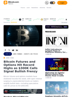 Bitcoin Futures and Options Hit Record Highs as $300K Calls Signal Bullish Frenzy – Markets and Prices Bitcoin News