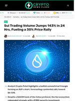 Sui Trading Volume Jumps 143% in 24 Hrs, Fueling a 30% Price Rally - Crypto News Flash