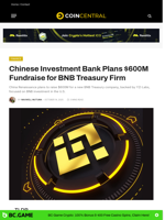 Chinese Investment Bank Plans $600M Fundraise for BNB Treasury Firm - CoinCentral