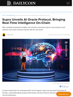 Supra Unveils AI Oracle Protocol, Bringing Real-Time Intelligence On-Chain - DailyCoin