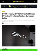 BYD Company (BYDDY) Stock: Chinese EV Maker Overtakes Tesla in European Sales - CoinCentral