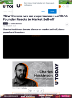 'New Record Set for Paperhands': Cardano Founder Reacts to Market Sell-off