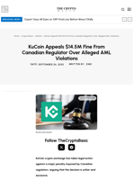 KuCoin Appeals $14.5M Fine From Canadian Regulator Over Alleged AML Violations