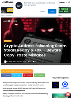 Crypto Address Poisoning Scam Steals Nearly $140K - Beware Copy-Paste Mistakes | Live Bitcoin News