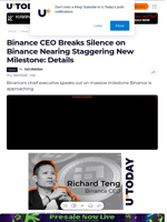 Binance CEO Breaks Silence on Binance Nearing Staggering New Milestone: Details